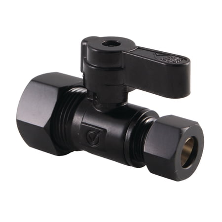 Kingston Brass KF5335MB 5/8-Inch O.D. Comp x 3/8-Inch O.D. Comp Quarter-Turn Straight Shut-Off Valve in Matte Black