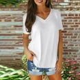 thumbnail image 2 of Giftesty Womens Tops Plus Size Women Fashion Solid Color V-Neck Short Sleeve T-Shirt Blouse Tops, 2 of 6