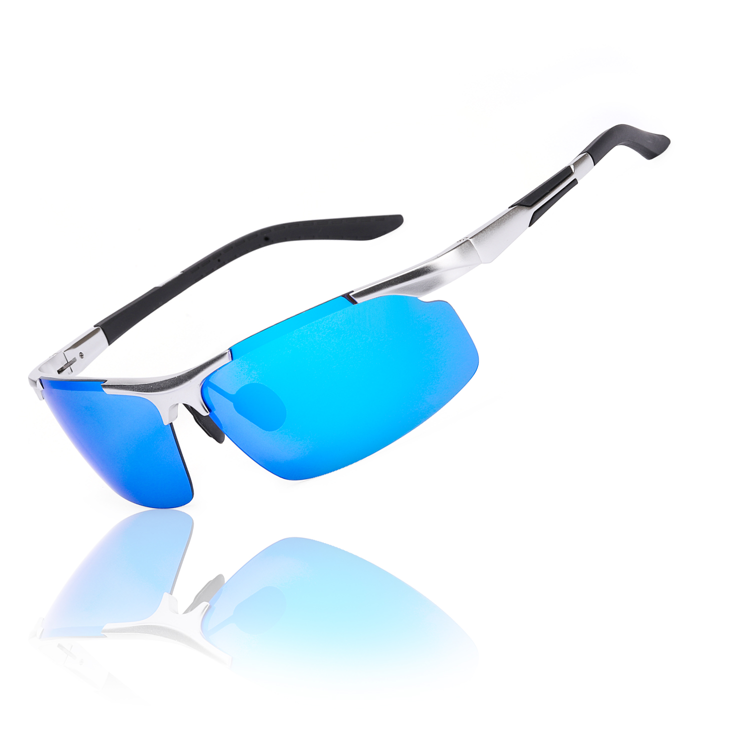 LVIOE Polarized Sunglasses for Men Driving Fishing Cycling, Rectangle Metal Frame HD UV Protection Ultra Light Sports Glasses