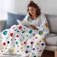 thumbnail image 3 of Colorful Polka Dot Throw Blanket, Flannel Fleece Blanket with Striped Design for Couch, Rainbow Color Polka Dots Abstract Soft Breathable All Season Plush Blankets for Sofa Office Travel 40"x50", 3 of 9