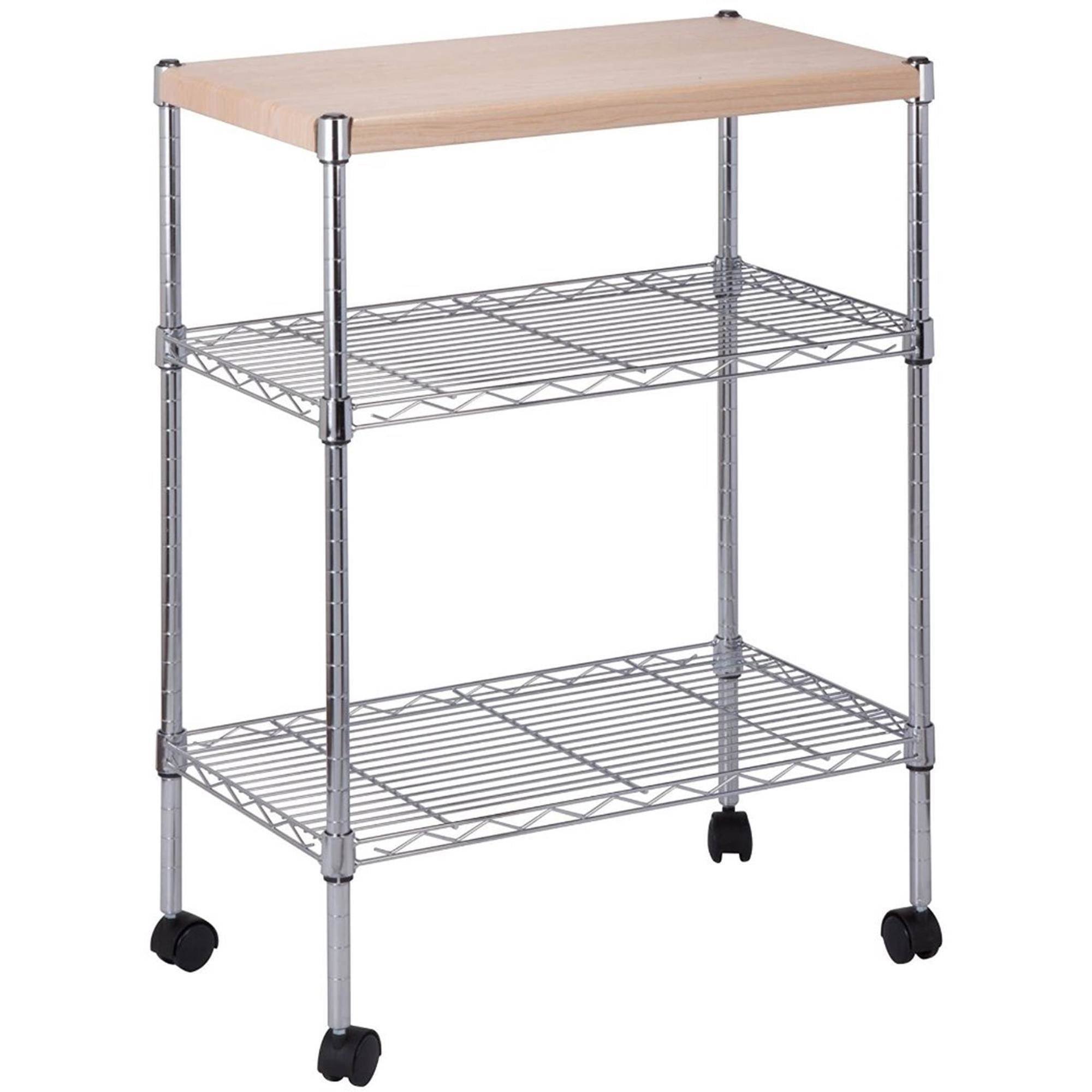 Honey Can Do Utility Rolling Cart With Wood Top Chome Natural Honey Can Do Utility Rolling Cart With Wood Top Chome Natural
