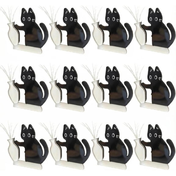 Cat Whisker Holder Refrigerator Magnet, 2026 New Acrylic Cat Whisker Keepsake Vase with Strong Magnet, Pet Memorial Decor Fur Keepsake, Cute Cat Fur Holder Container for Refrigerator (12PCS)
