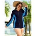 thumbnail image 5 of Women's Color Blocked Plus Size Swimsuit Zipper Front Swimwear UPF 50+, 5 of 6