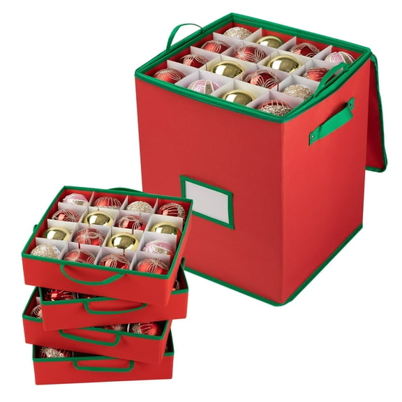 CHERISHGARD Christmas Decoration Storage Box with Divider for 80 Decorations,Made of 600D Oxford Fabric