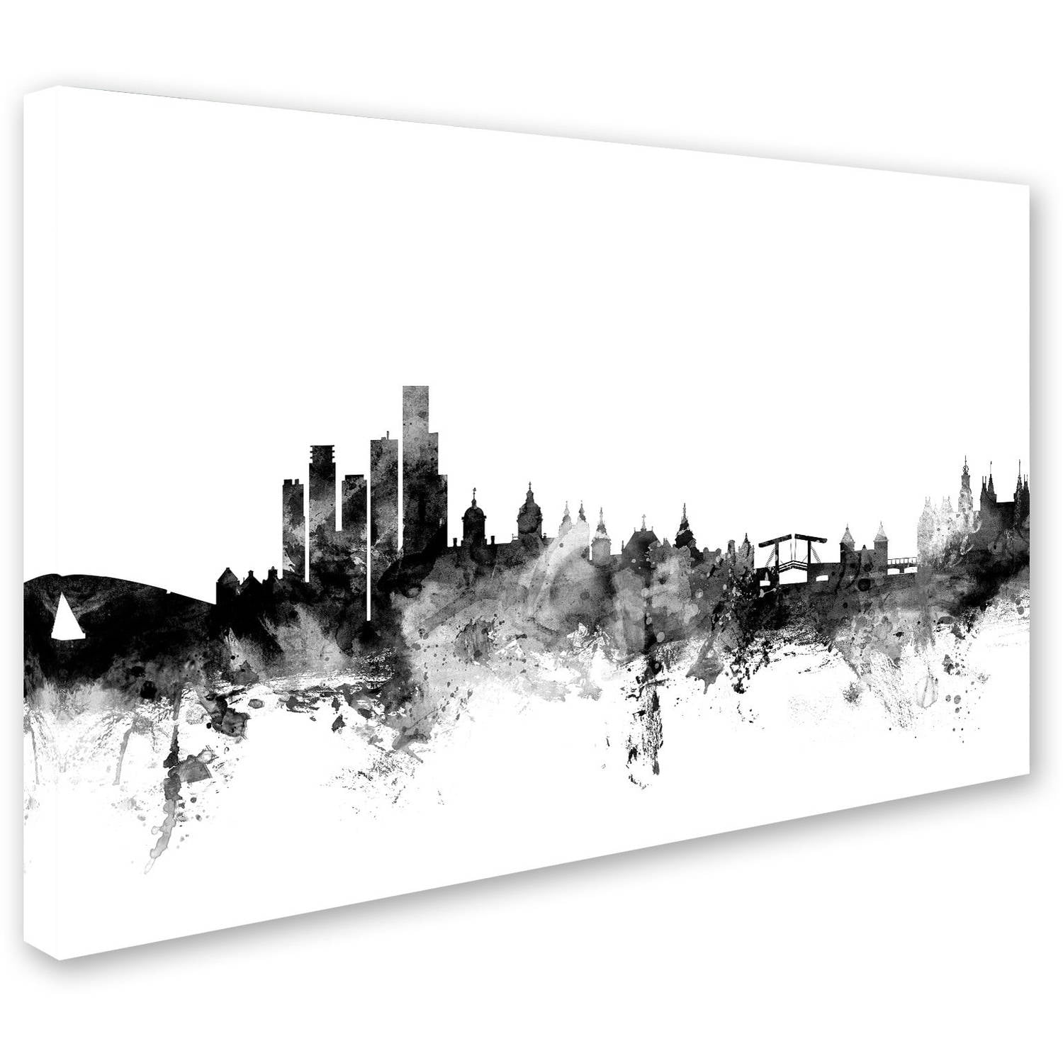 Trademark Fine Art "Amsterdam Skyline B&W" Canvas Art by Michael Tompsett