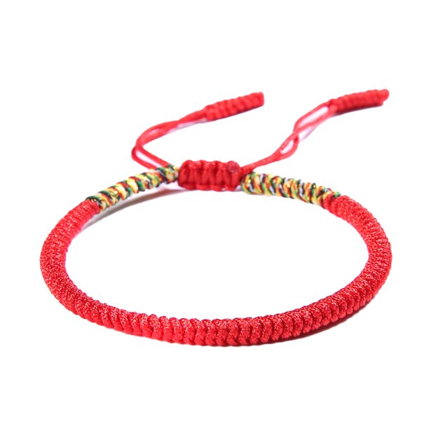 Sonducket Pulseras de hilo ajustable tibetano nudo de la suerte mano cuerda brazaletes pulseras joyería hombres pareja amante regalos Ropa, zapatos y accesorios Miscelánea Colorido y rojo