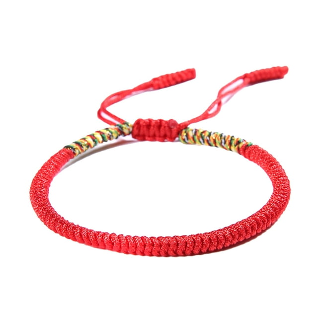 Qarigey Pulseras de buena suerte Hilo ajustable de nudo de amor Cuerda hecha a mano Brazaletes de cuerda de mano Bendición Mujeres Pareja Ropa, zapatos y accesorios Miscelánea Colorido y rojo
