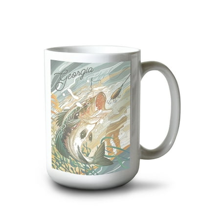 

Lantern Press 15 fl oz Ceramic Mug Utah Fishing Underwater Trout Dishwasher & Microwave Safe