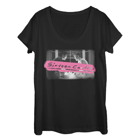 Women's Sixteen Candles Make a Wish  Scoop Neck Black 2X Large