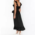 thumbnail image 7 of Women's Elegant Midi Dress Sleeveless Ruffle Scoop High Waist A Line Flowy Wedding Cocktail Party Dresses with Belt, 7 of 7
