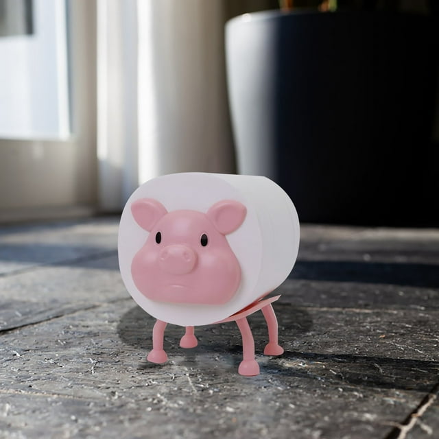 Pig & Panda Toilet Paper Holder Adorable Animal Themed Bathroom Tissue Stand For Home And