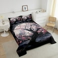 thumbnail image 4 of Japanese Bedding Set Moon Cherry Blossom Comforter Set Queen Black And Pink Floral Bedding Comforter Sets For Teen Adults Women,Aesthetics Sakura Flower Quilt Duvet 2 Pillow Cases, 4 of 7
