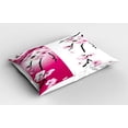 thumbnail image 2 of Ambesonne Floral Pillow Sham 2 Pack, Apricot Flowers Blooms, 36"x20", Pink Black White, 2 of 3