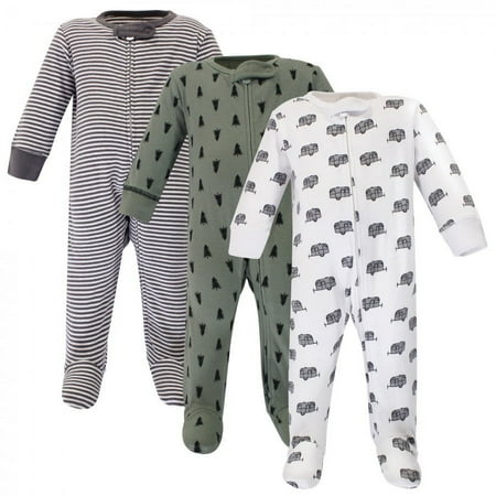 UPC: 0660168675986 | Touched by Nature Baby Boy Organic Cotton Zipper Sleep and Play 3pk  Happy Camper  3-6 Months