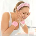 thumbnail image 3 of Diadema, toallas de muñeca, juego de muñequeras para lavar la cara, diademas para el cuidado de la piel para mujeres, tela de toalla de rizo, esponja hinchada, diadema facial, bandas para el, 3 of 5