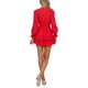 thumbnail image 4 of Vestido de manga larga para mujer Escote en V profundo Color liso Vestido de primavera y verano Cintura alta S-3XL Mini vestido de talla grande SAYOO moda, 4 of 6