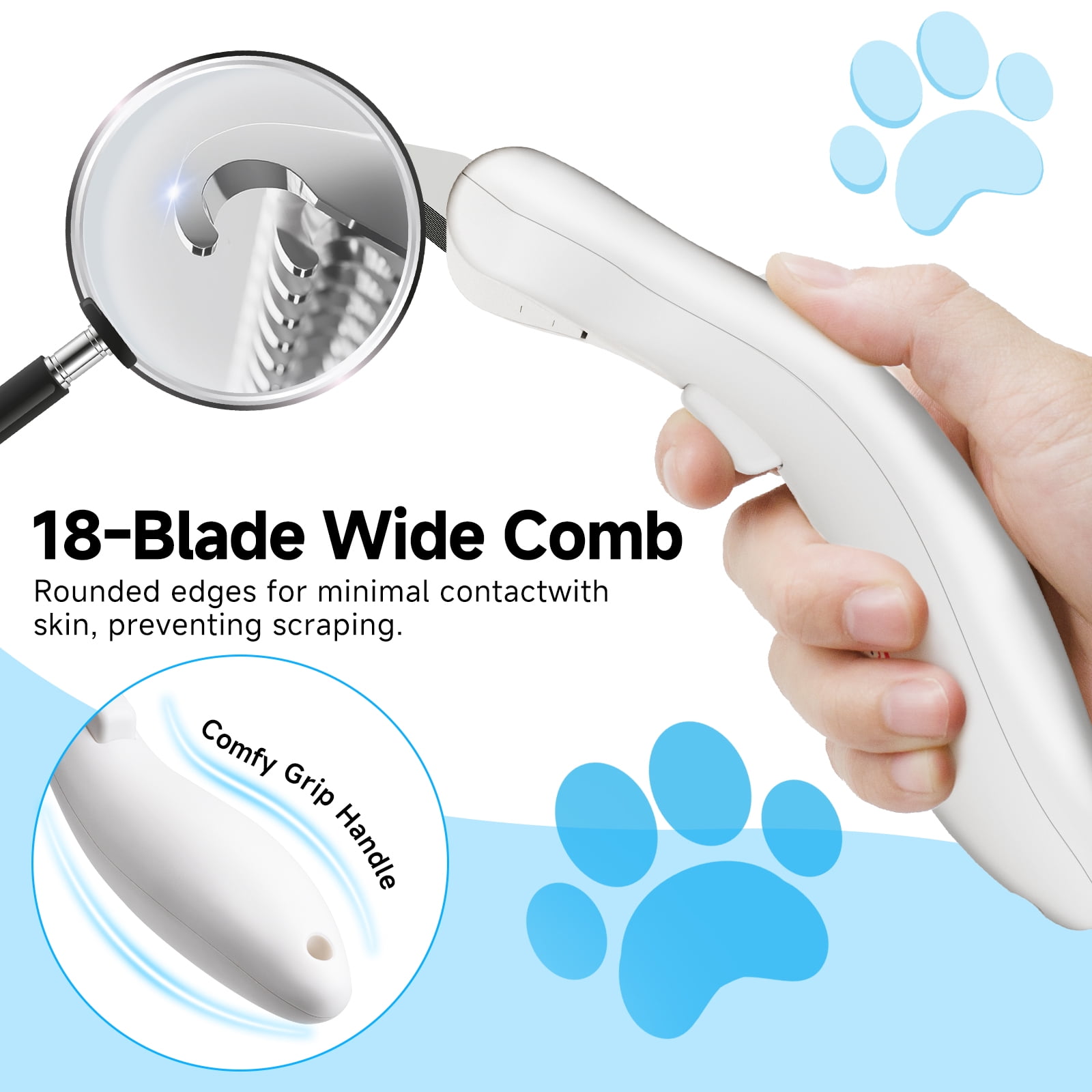 Pet Steam Brush for Dog & Cat - 3-in-1 Steam Grooming Slicker Brush & Undercoat Rake for Shedding - Self Cleaning Spray Comb with Mist for Long & Short Haired Pets - Includes Waterless Shampoo, Blue
