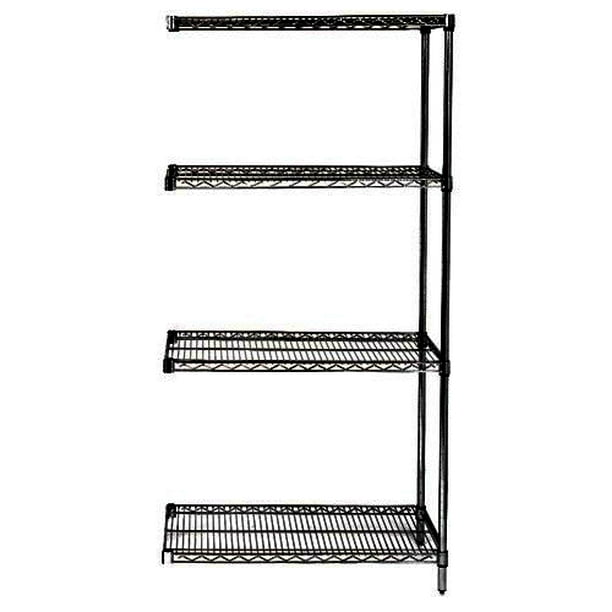 24" Deep x 24" Wide x 74" High 4 Tier Black AddOn Shelving Unit