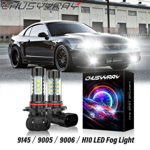 For Ford Mustang 2003 2004 - 2x LED Fog Light Bulbs Kit H10 9145 Ultra Brighter 6000K White