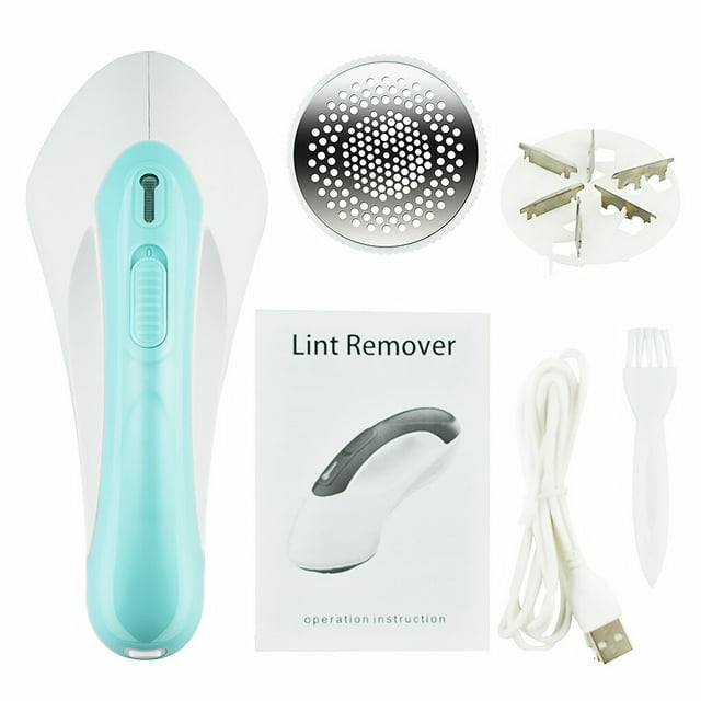 USB Rechargeable Clothes Hair Ball Trimmer Electric Removal Clothes Shaving Machine Lint Fabric Shaver Sweater Lint Remover, Light Blue