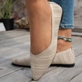 thumbnail image 2 of uvwlwu Women's Solid Color Pointed Toe Flat Casual Breathable Ladies' Openwork Knitted Shoes Breathable(Beige,7.5), 2 of 9