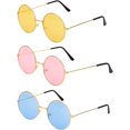 thumbnail image 1 of Lot de 3 Lunettes de Soleil Hippy Specs Lunettes de Soleil Rondes avec Montures en Métal Style Rétro Hippie Années 60 70 Lunettes Circulaires Accessoires de Costume, 1 of 5