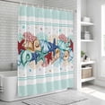 thumbnail image 6 of Teal Green Starfish Bathroom Shower Curtains with 12 Hooks Polyester Waterproof Shower Curtain for Stalls and Bathtubs Summer Coral Beach Conch Coastal Decorative Bathroom Curtain 72x96 Inches, 6 of 9
