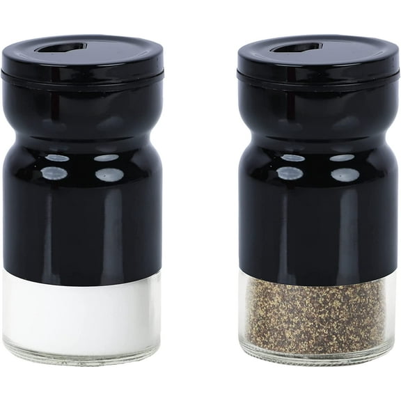 Servette Home Glass & Metal Salt and Pepper Shakers - Set of 2-Black