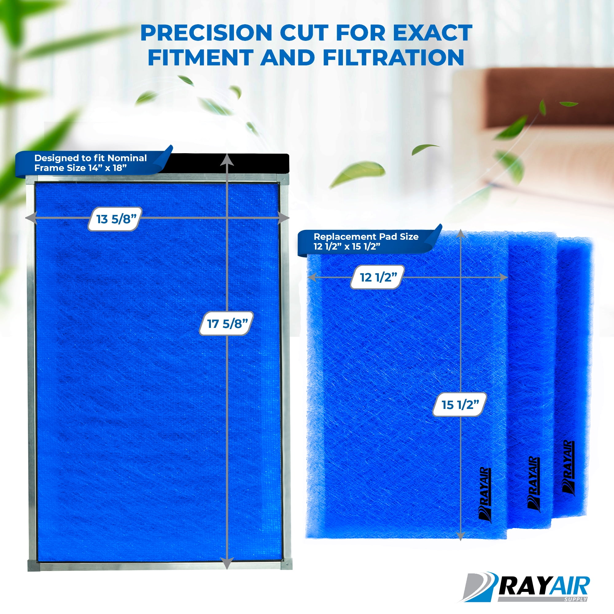 RAYAIR SUPPLY 14x18 Replacement Filter Pads Compatible with Dynamic Air Cleaner 14x18 Refills (3 Pack)