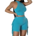 thumbnail image 3 of ZZwxWA Summer Sexy Two Piece Short Set for Women Crop Tank Top and Biker Shorts Sets Bodycon Workout Outfit Jumpsuit, 3 of 6
