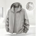 thumbnail image 2 of LNWUY (M-5XL) Men's Big and Tall Lightweight Windbreaker Hooded Jacket Drawstring Zip Front Side Pockets Casual Outerwear Gray XXXL, 2 of 5