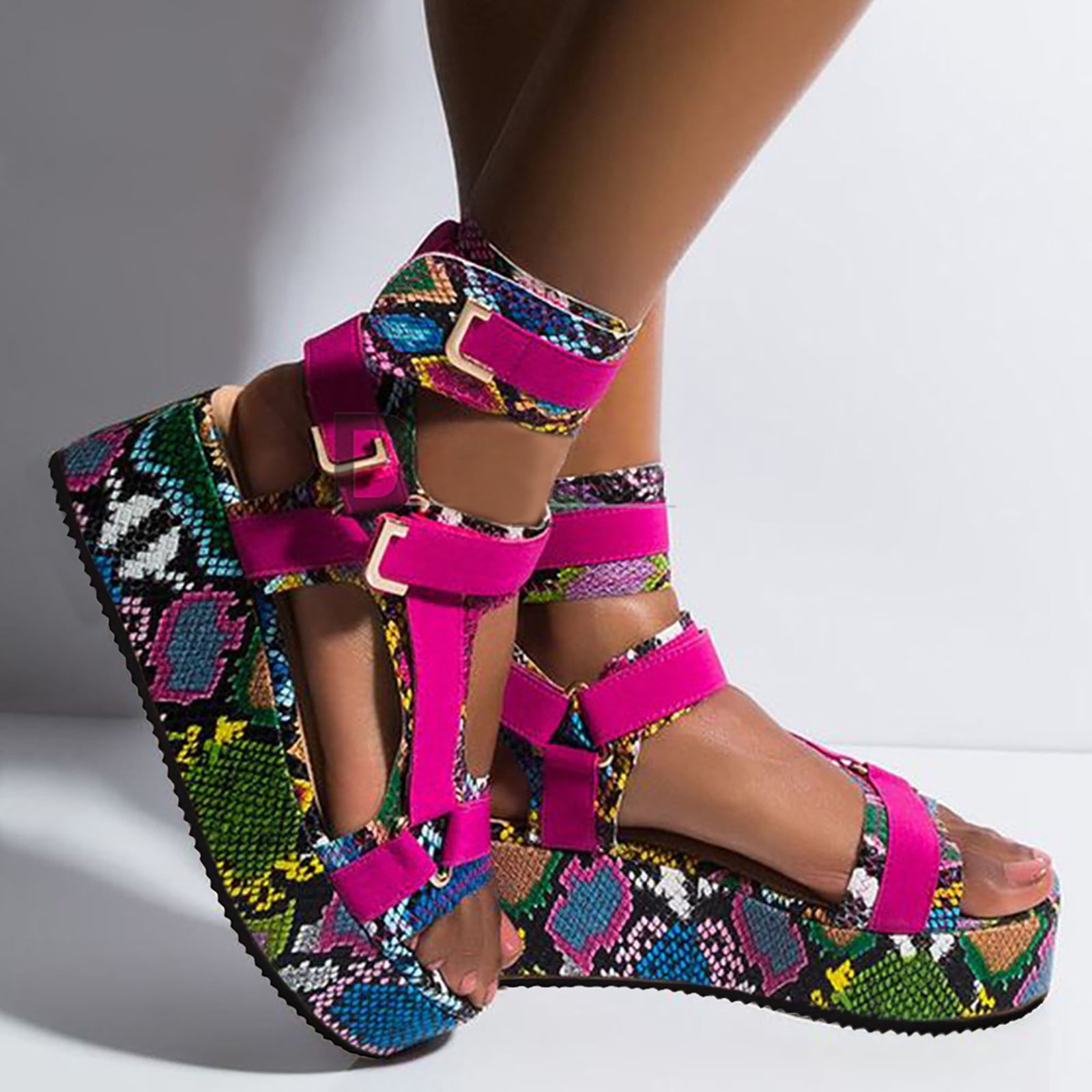 【COLOR iN ID】Platform strap sandals ZTTD Platform Sandals for Womens Open Toe Ankel Strap
