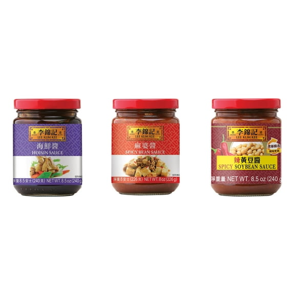 NineChef Brand Spoon Plus 3 Pack Lee Kum Kee Cooking Sauce, 3 Flavors(Hoisin Sauce,Spicy Bean Sauce,Spicy Soybean Sauce)