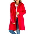 thumbnail image 5 of Fall Winter Women Woolen Jacket Hooded Mid Length Hoop Decor at Back Single-breasted Long Sleeves Solid Color Commuting Daily Wear Overcoat, 5 of 8