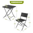 thumbnail image 5 of Folding Patio Bistro Set 3 Pieces - Outdoor Table and Chairs for Small Spaces - Black Wicker Bistro Set for Balcony, Porch, Backyard - All Weather, 5 of 9