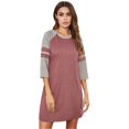 thumbnail image 2 of WBQ Women's Sleepshirt Soft Nightdress 3/4 Sleeve Night Shirt Round Neck Sleep Dress Loose Comfy Pajama S-XXL, 2 of 9