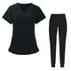 thumbnail image 5 of Conjuntos Médicos para Mujer, Uniformes de Trabajo de Enfermera, Ropa de Trabajo, Camisetas Y Pantalones Médicos Transpirables con Cuello en V, Lavabl negro, 5 of 8