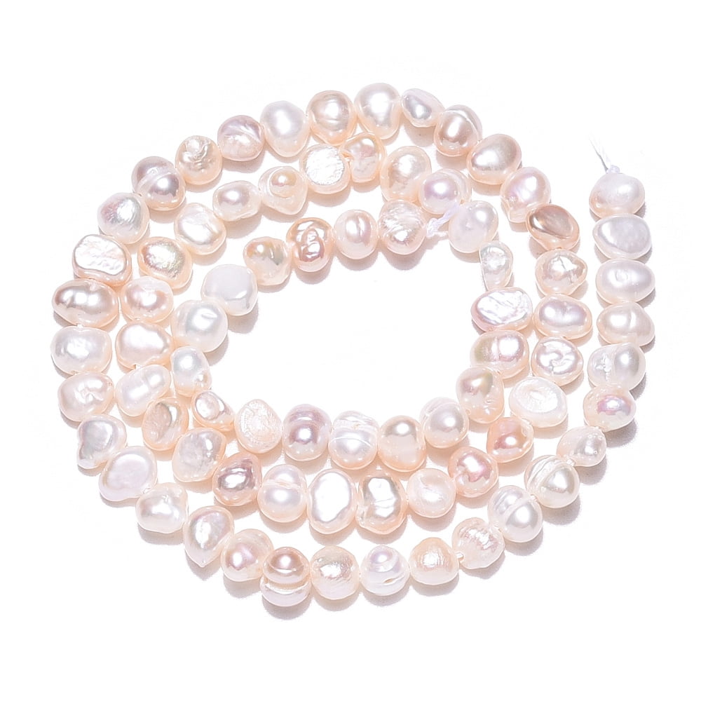 Natural Cultured Freshwater Pearl Beads Strands Baroque Keshi Pearl Beads Two Sides Polished Creamy White 4~5x4.5~6.5x2.5~4.5mm Hole: 0.5mm about 77pcs/strand 13.39~13.58 inch(34~34.5cm)