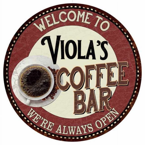 Viola's Coffee Bar Round Metal Sign Kitchen Room Wall Décor 200120041246