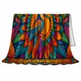 thumbnail image 2 of Colorful Toucan Centered In Radiating Tropical Leaves, Soft Flannel Blanket with Decorative Mosaic Illustration Print, Housewarming Gift and Home Decor for Bedroom and Living Room, 2 of 7