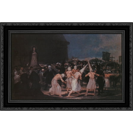 Procession of Flagellants on Good Friday 24x17 Black Ornate Wood Framed Canvas Art by Goya, Francisco