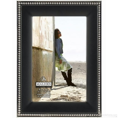 Silver Beaded Frame - 2-tone black frame with caviar bead trim by Malden