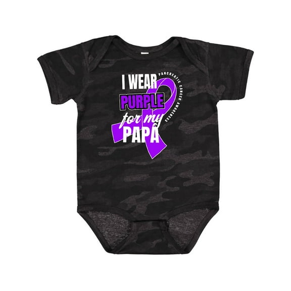 Inktastic I Wear Purple for My Papa Pancreatic Cancer Awareness Boys or Girls Baby Bodysuit