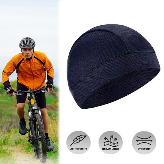 AYAMAYA Skull Cap, Lightweight & Breathable Beanie Hat Quick-Dry Summer Cycling Running Helmet Liner for Men Women (Blue)