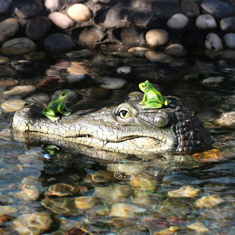 The Swamp Beast Lawn Alligator Crocodile Garden Sculpture,Floating Fake Crocodile Head Water Decoy Garden Pond Art Decor for Goose Control New
