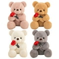 thumbnail image 3 of 9.8" Plush Bear Toy with Rose Stuffed Animals Toys Dolls Birthday Gifts for Girls Kids, Cute Soft Plush Dolls Bear for Kids Gir Birthday Favor, 3 of 7