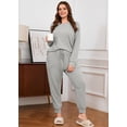 thumbnail image 2 of SHOWMALL Women's Plus Size 2 Piece Lounge Set Long Sleeve Top and Drawstring Jogger Pants Sweatsuit with Pockets, 2 of 8