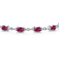 thumbnail image 2 of Gem Stone King 925 Sterling Silver Red Created Ruby and White Moissanite Tennis Bracelet for Women (6.91 Cttw, Gemstone Birthstone, Oval 6X4MM, 6.5 inch), 2 of 5