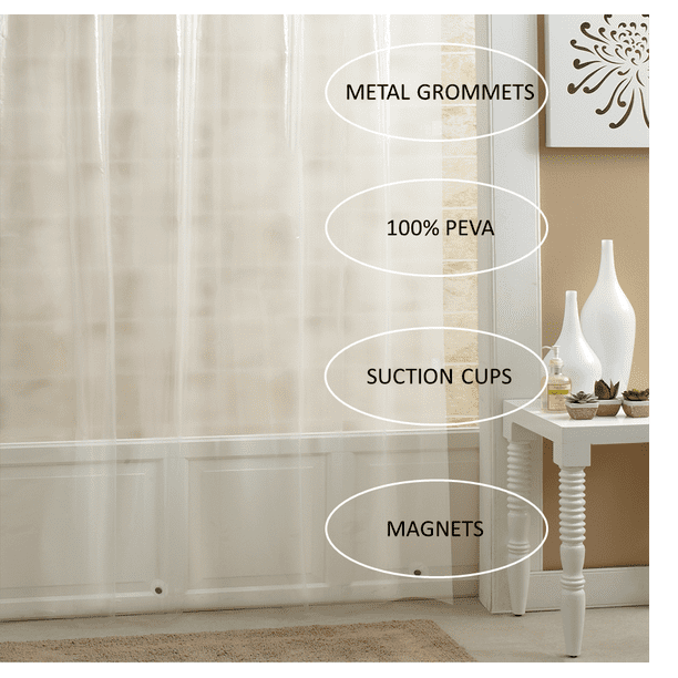 Better Homes And Gardens Shower Liner, Shower Curtain Liner With Magnets And Suction Cups Together