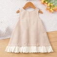 thumbnail image 4 of Little Girls Summer Plaid Dress Sleeveless Ruffle Aline Dress Lace Trim Casual Cute Toddler Clothes Khaki, 4 Years, 4 of 7